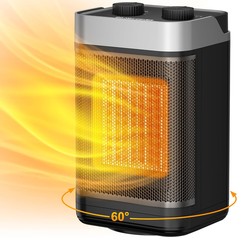 Indoor, 1500w Portable Heater, 60&deg;oscillating Electric Heat