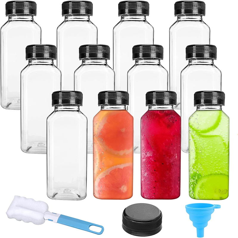 With Caps 12pcs Juice Bottles Clear Reusable