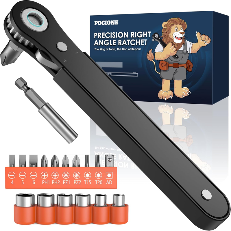 Right Angle Screwdriver Mens Gifts - 90 Degree Offset Ratcheting Screwdriver Poc