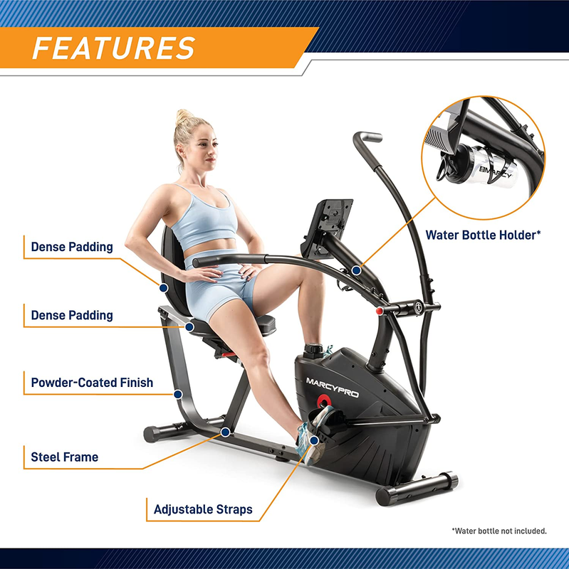 Dual Action Cross Training Recumbent Exercise Bike with Arm Exercisers, Gym Equi