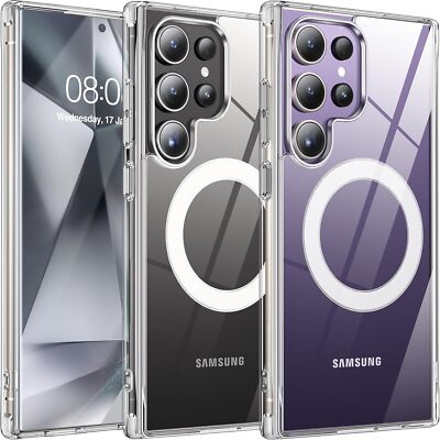 For Samsung Galaxy S24 23 Ultra Plus 5G Mag Safe Clear Case Magnetic Phone Cover