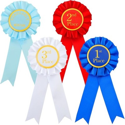 DSLSQD 4 Pieces Award Ribbon Rosette Set, Prize 1st, 2nd, 3rd Place and Honorab