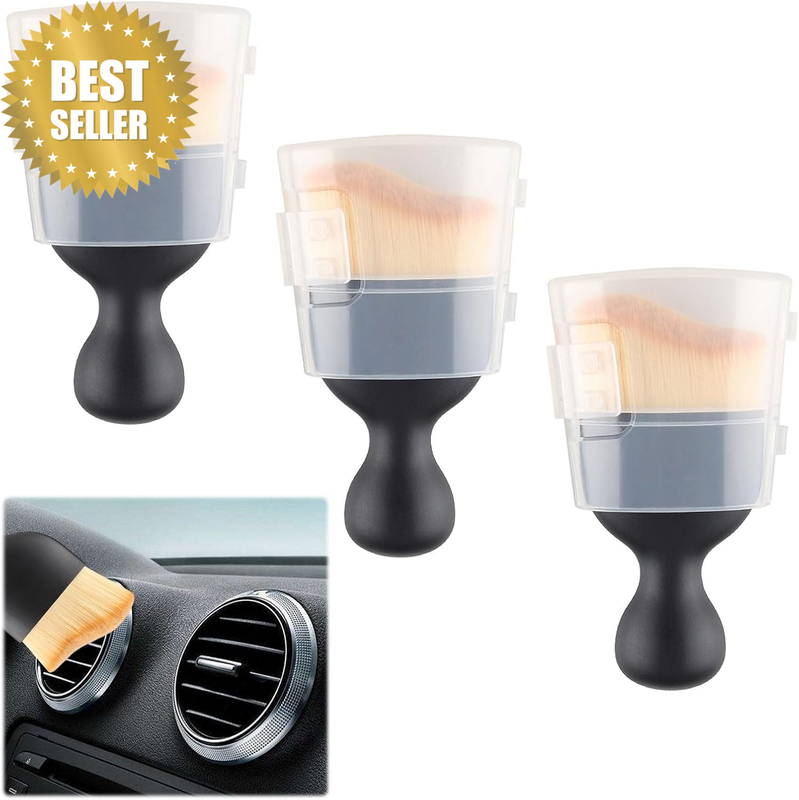 Car Interior Cleaner Brush, 3 Pcs Car Detailing Brush, Car Cleaning Brush with C