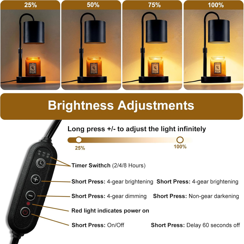 Candle Warmer Lamp with Timer and Dimmer, Electric Candle Lamp Warmer for Jar Ca