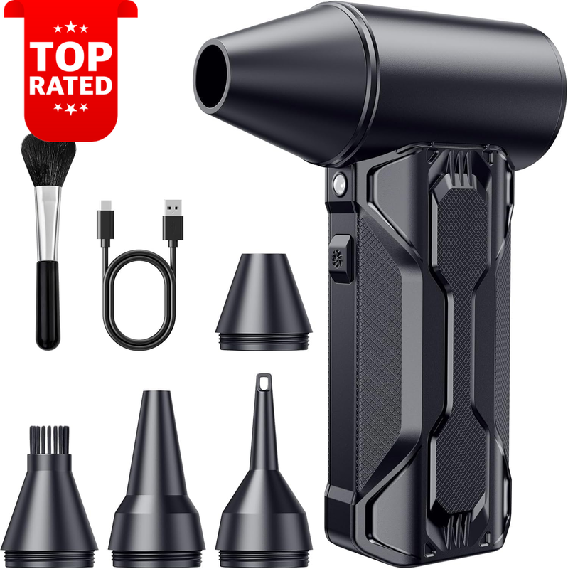 Compressed Air Duster 110000 RPM Cordless Rechargeable Electric Blower Black