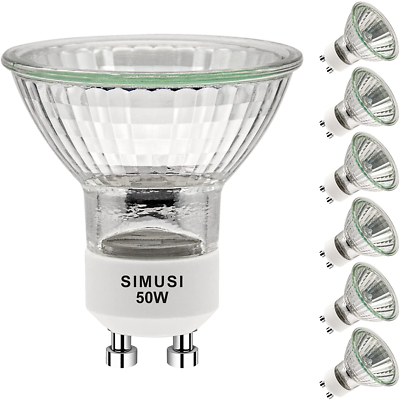 GU10 Halogen Spotlight Dimmable Bulbs 50W 2700W Warm White 6 Pack