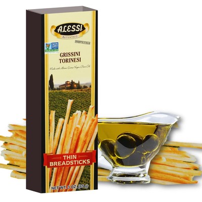Alessi Imported Breadsticks, Thin Autentico Italian Crispy Bread Sticks, Low Fat