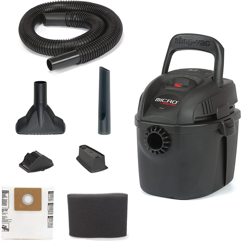 Shop-Vac, Micro Wet Dry Vacuum, 1 Gallon, 1.25 in Diameter X 4 Ft Hose, 50 CFM