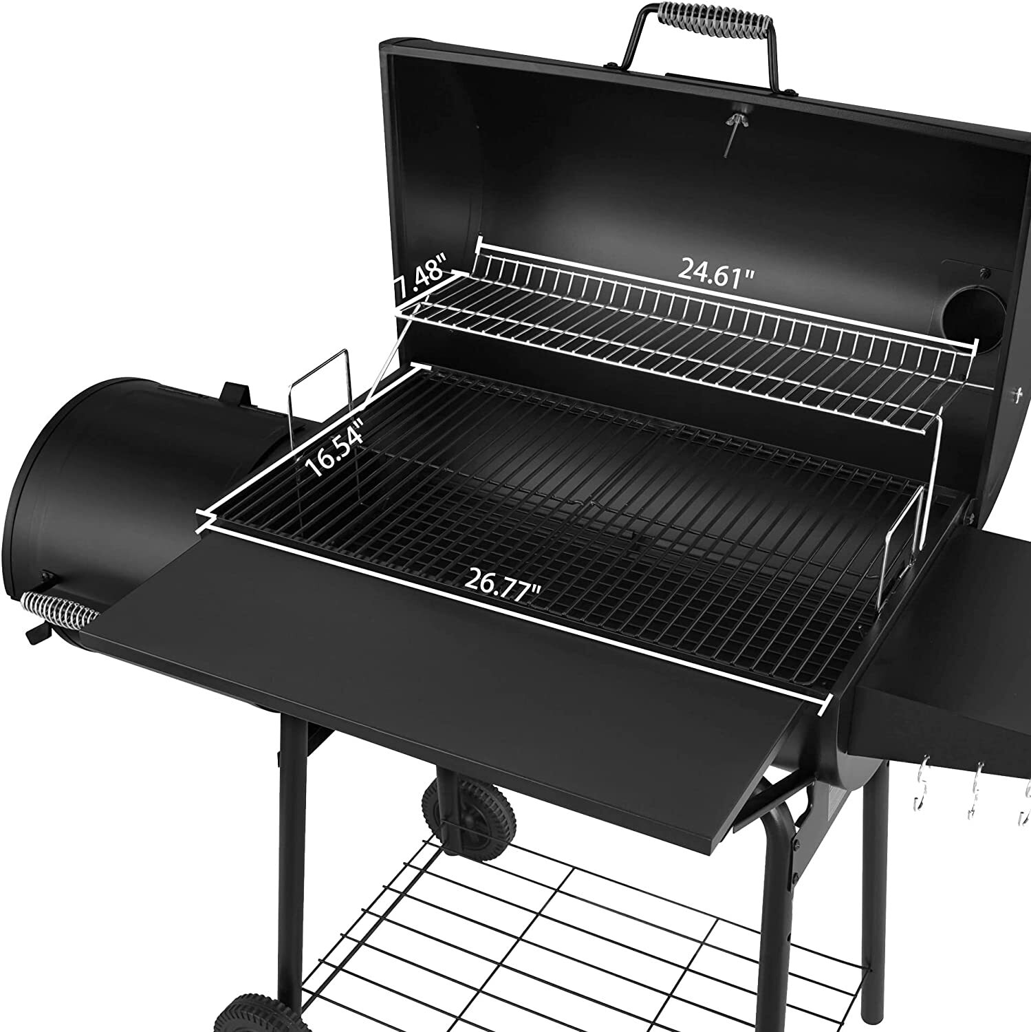 BBQ Smoker Grill Offset 811 sq in Charcoal Black Cover