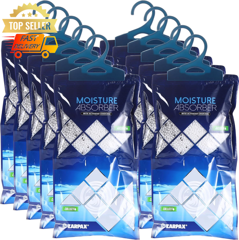 300G Hanging Moisture Absorbers | Activated Charcoal Set of 10 - Odor Remover