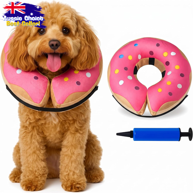 Inflatable Dog Cone Collar Soft Recovery E-Collar Medium Pink for Cats & Dogs