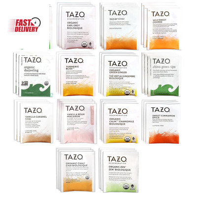 , Tazo Tea Bags Sampler Assortment Variety Pack Gift Box (42 Count) 14 Different
