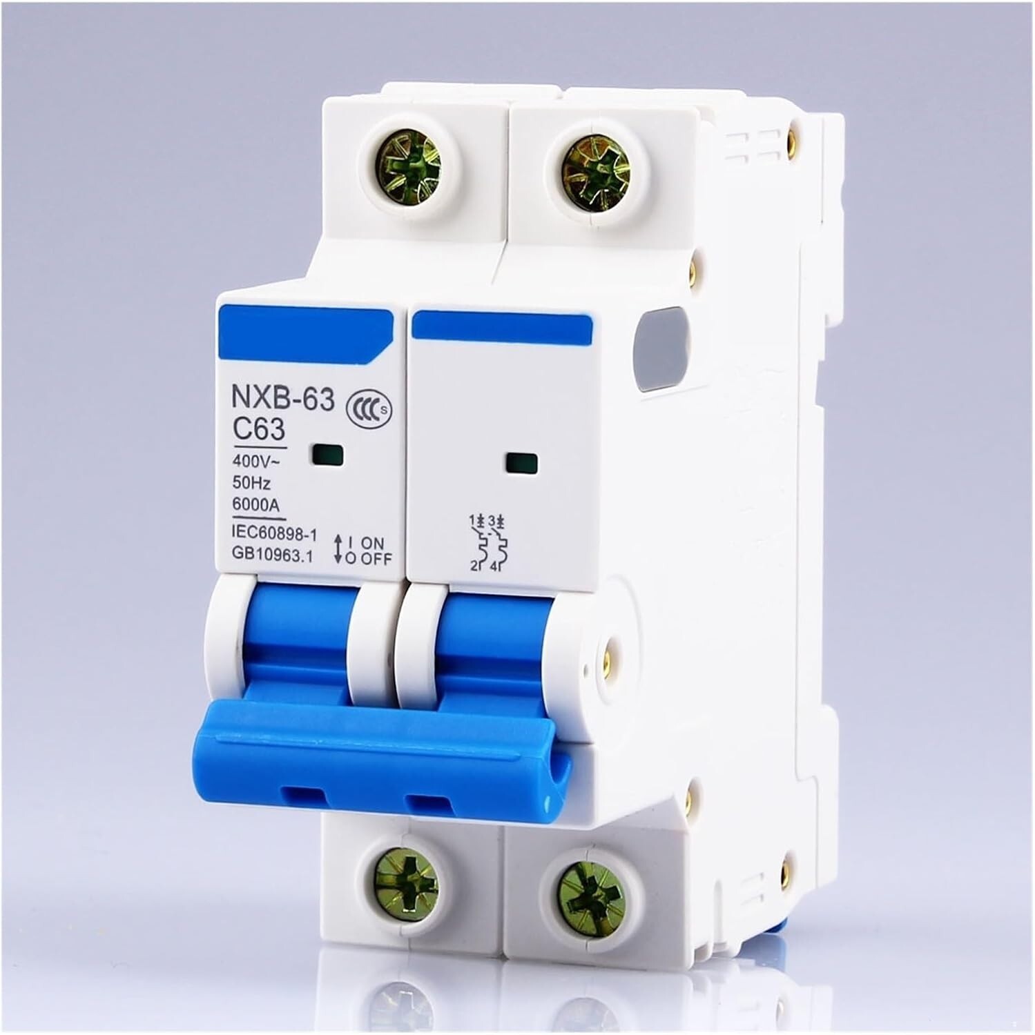 6Pcs NXB-63 2P C63 CHINT Circuit Breaker 2Pole 400V AC Miniature