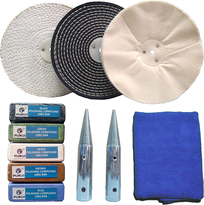 PURUI 8 Inch Bench Grinder Polishing Kit for All Metals, Kit Includes 3PC 8 Inch