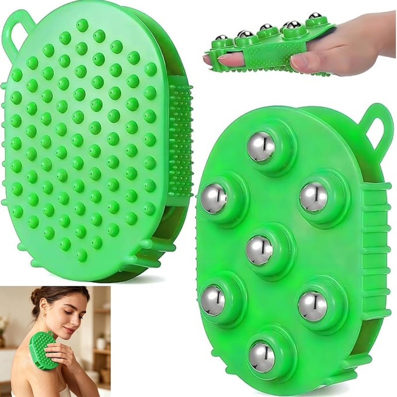 Lymphatic Drainage Gloves Dual Action with 7 Rotating Metal Balls 360-Degree Mas