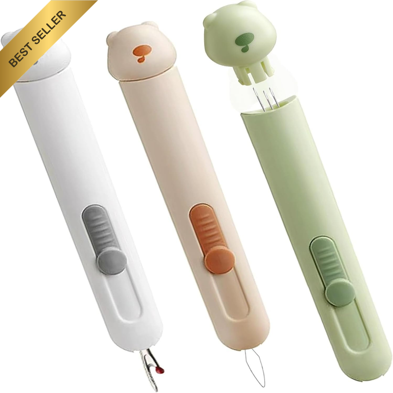 3 Pcs Needle Threaders and Seam Ripper, Upgraded 3 in 1 Automatic Threader with