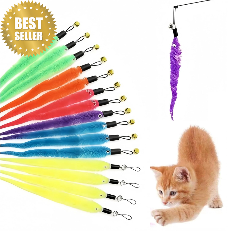 24 PCS Cat Worm Toy Refills,  Assorted Color Interactive Cat Toys Refills for Te