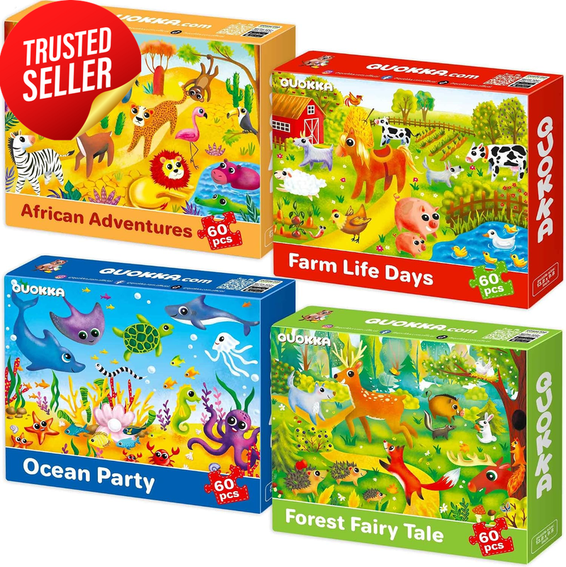 Kids Puzzles 60 Piece Set 4 Jigsaw Puzzles Ages 3 To 10