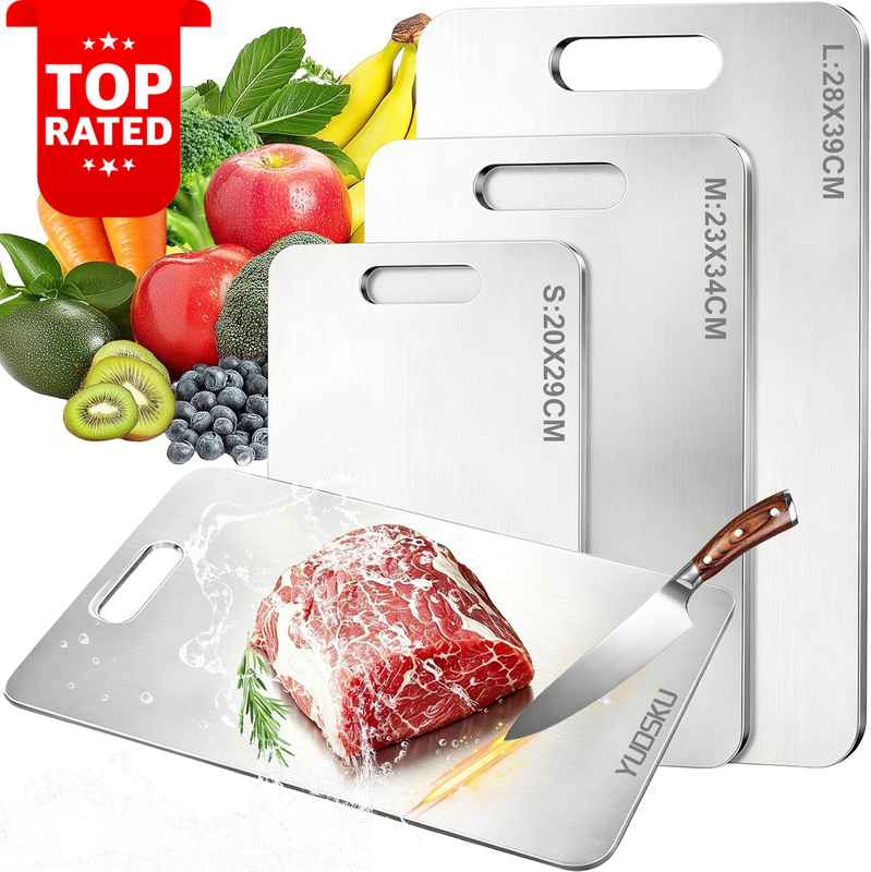 3 Piece Titanium Cutting Board Set Food Grade Double-Sided Non-Stick Durable