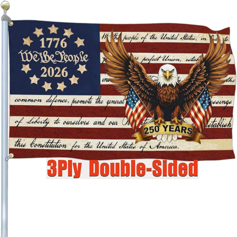 3Ply 250 Year American Anniversary Flag 250 Merchandise Decorations 250Th Annive