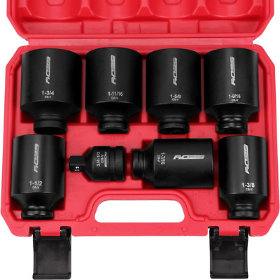 SAE Deep Impact Socket Set 8-Piece 1/2-inch Drive Wheel Axle Nut Wrench Large