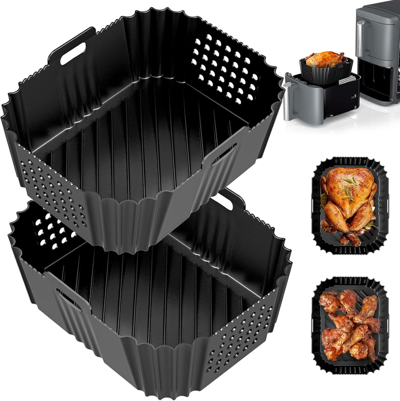 2PCS Silicone Air Fryer Liners for Ninja Double Stack Air Fryer XL Sl400Uk, Airf