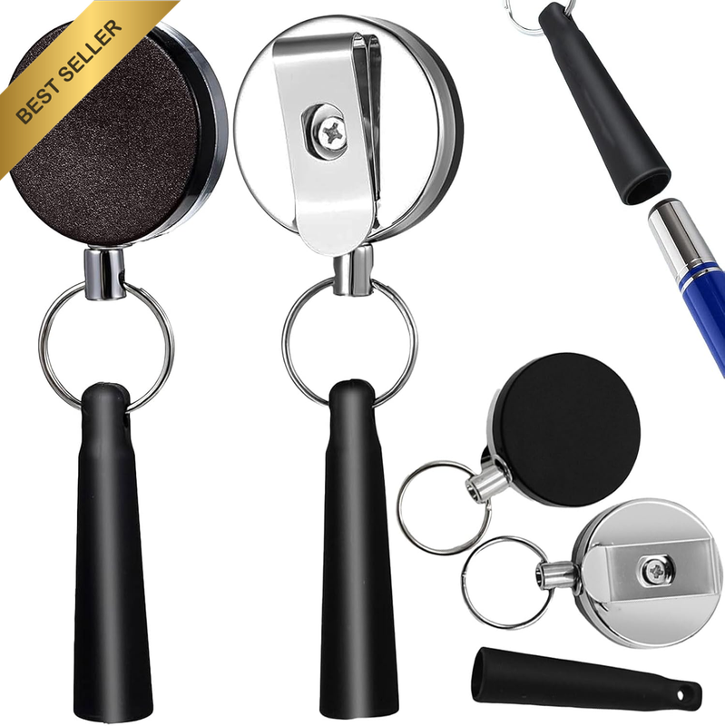 2 Pcs Retractable Pen Holder, Pencil Lanyard for Woodwork, Bricklayer, Handicraf