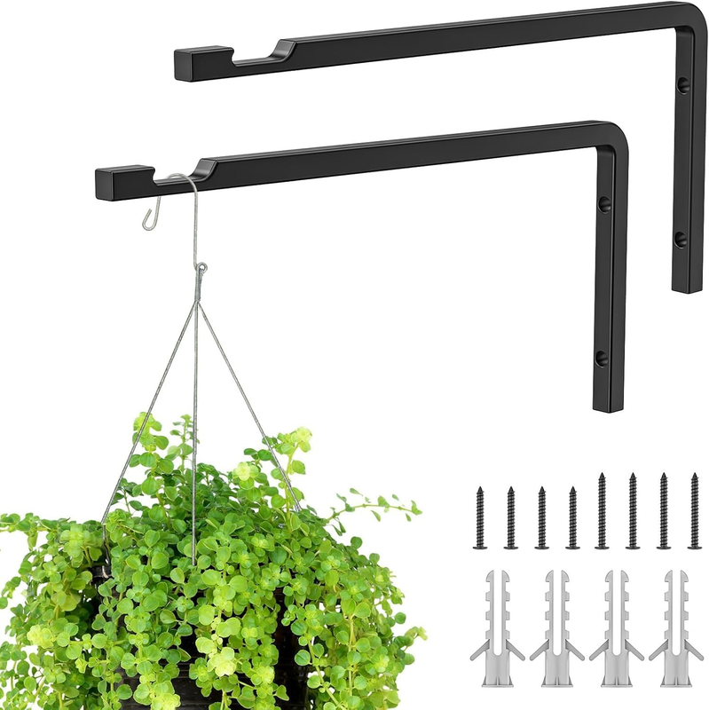 2 Pack 8 Inch Plant Hanger Hooks for Indoor Hanging Plants, Heavy Duty Steel Han