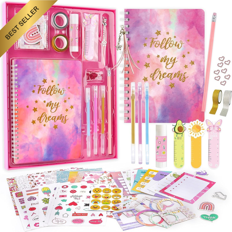 DIY Journal Kit for Girls - Journaling Toys Set for Teen Kids, Art Crafts Scrapb