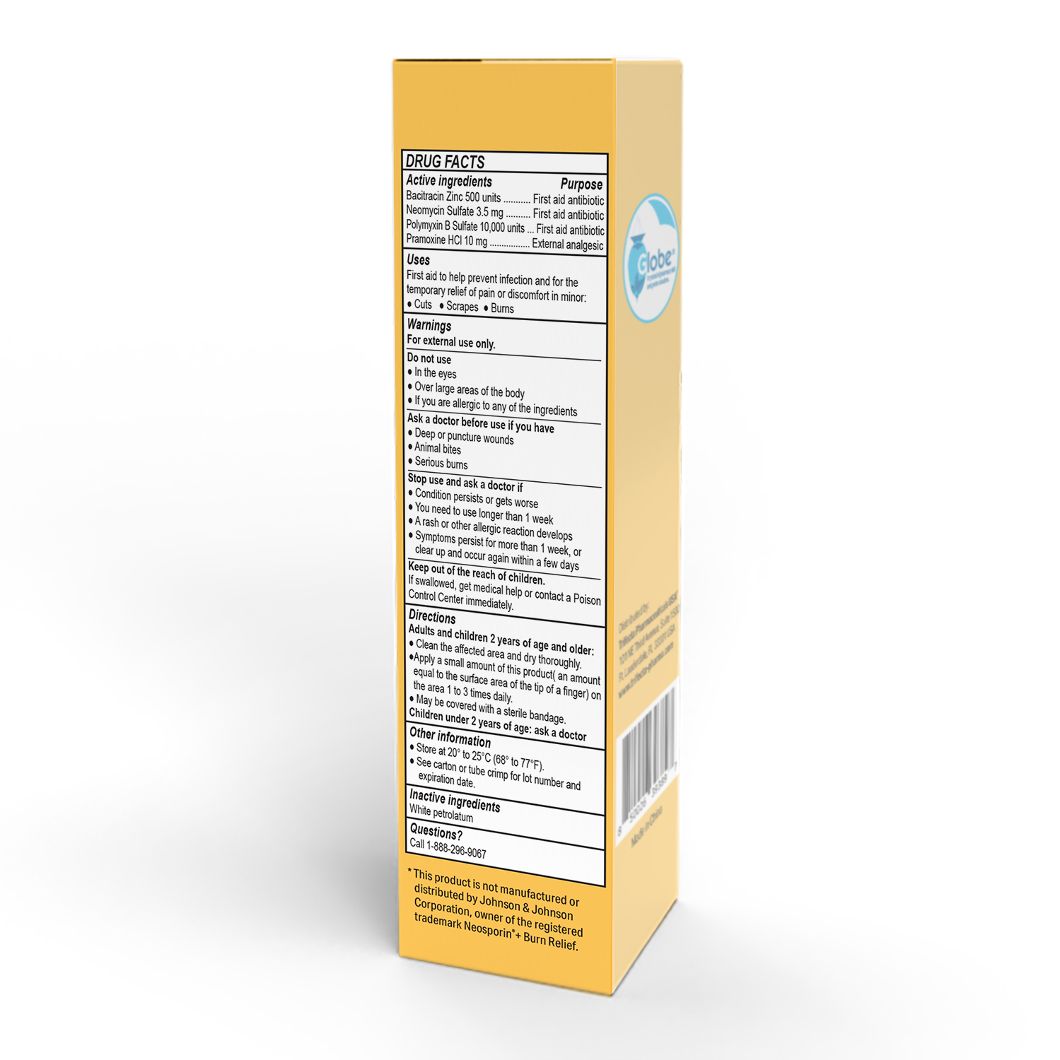 Globe (2 Pack) First Aid Antibiotic + Burn Relief, Max Strength (4 oz  total)