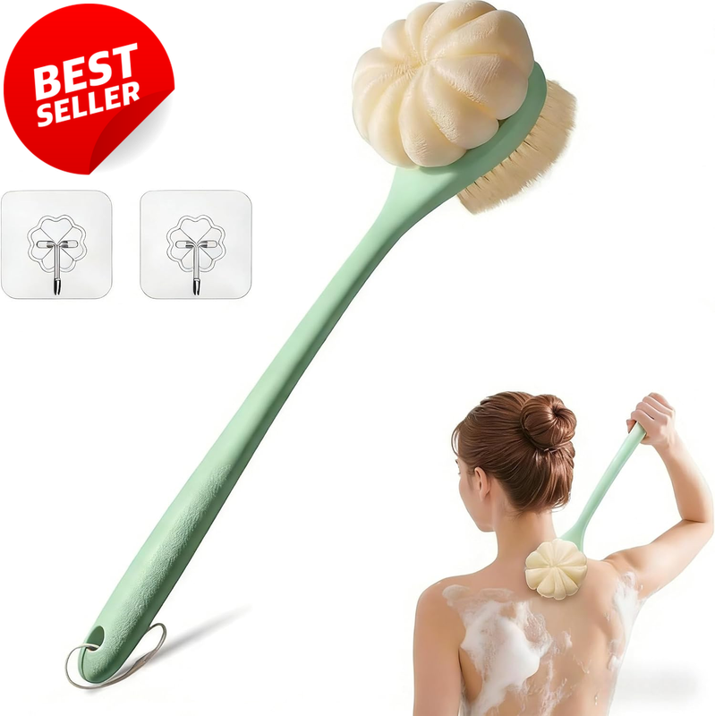 Back Scrubber Shower Brush Loofah 15.7in Long Handle Body Exfoliator - US