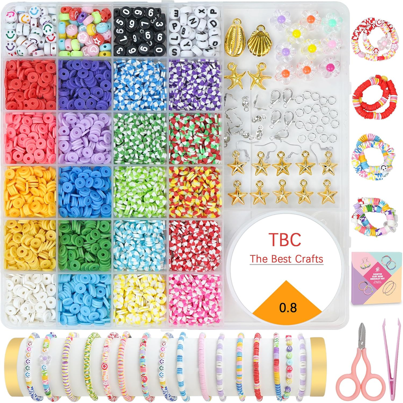TBC Best Crafts 4000+ Clay Beads for Bracelet Making, Candy Scented, DIY Accesso