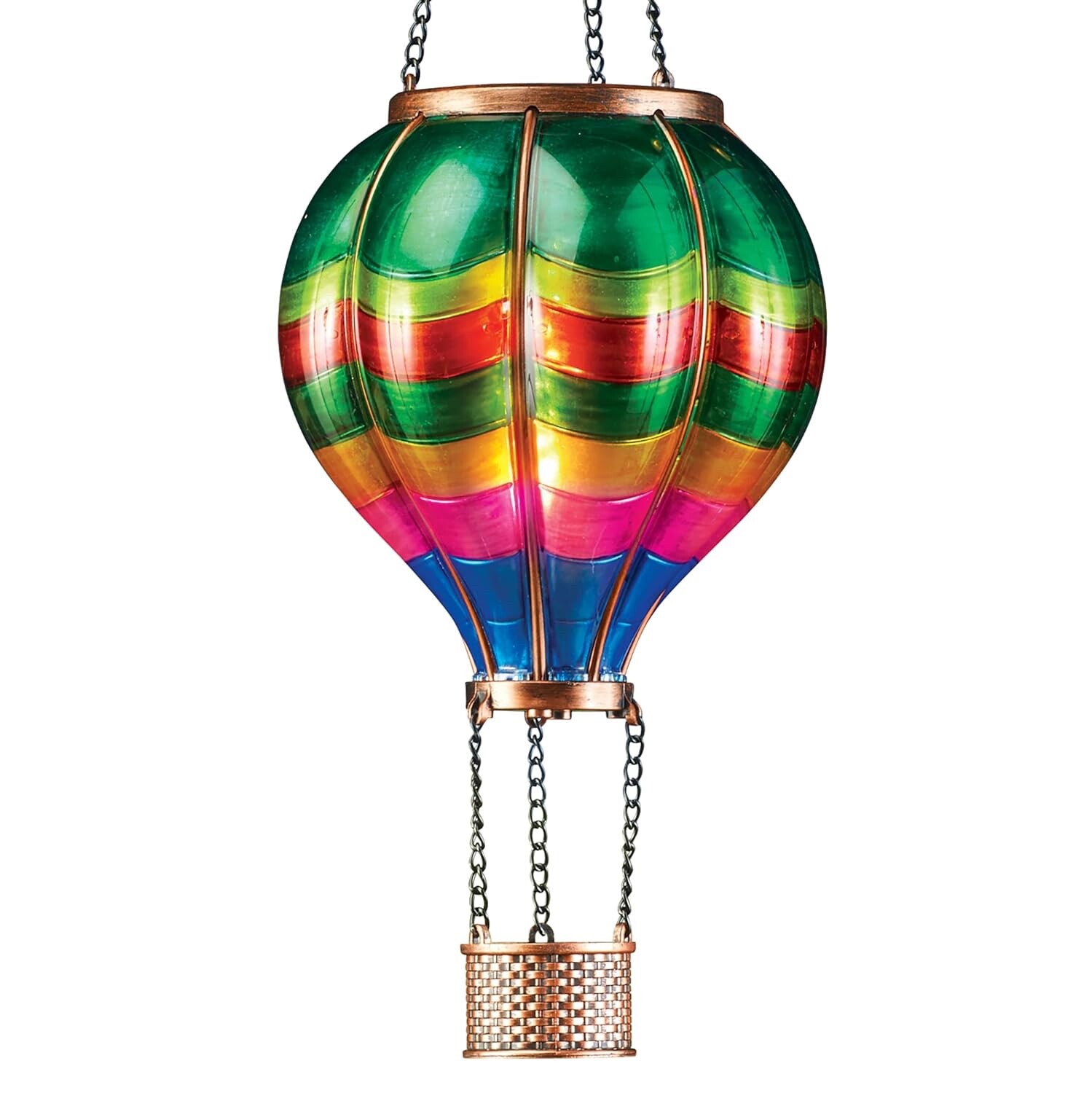 Hot Air Balloon Solar Lantern Rainbow Hanging Outdoor Patio Garden Yard Art
