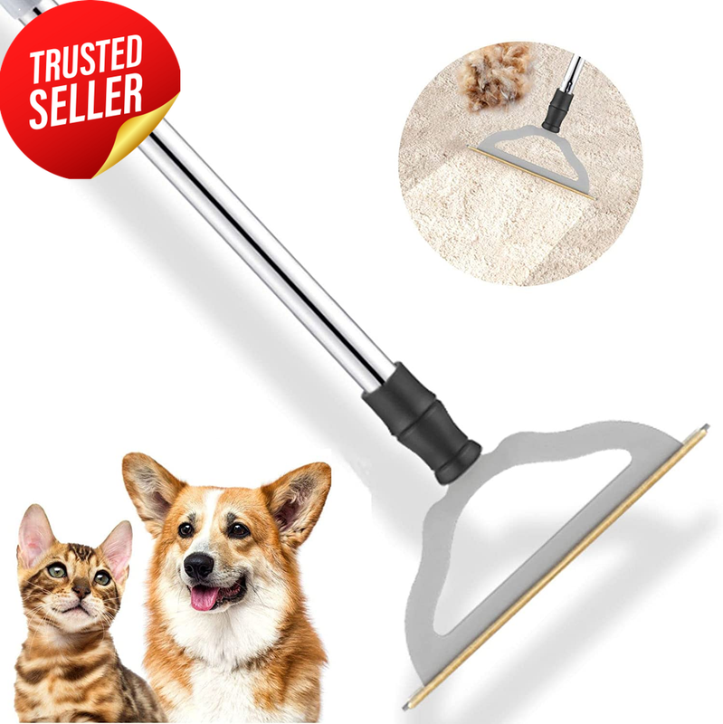 Pet Hair Remover Carpet Rake Long Handle Dog Cat Hair Fur Removal Metal Broom
