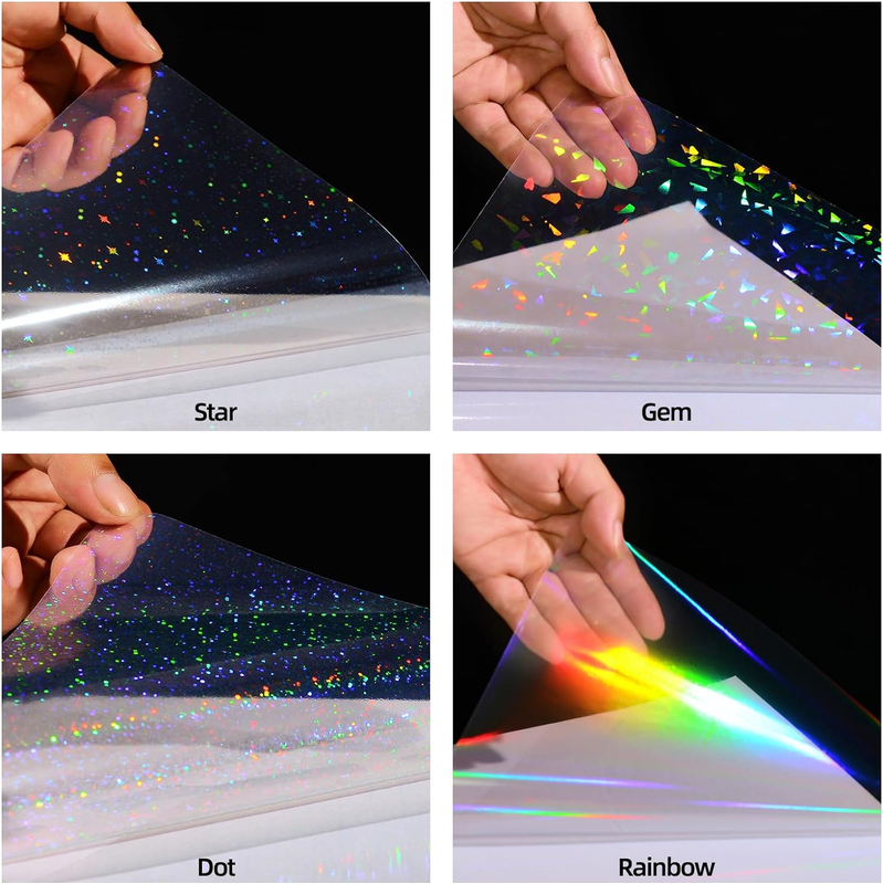 36 Sheets Holographic Sticker Paper Transparent Holographic Vinyl Laminate Film