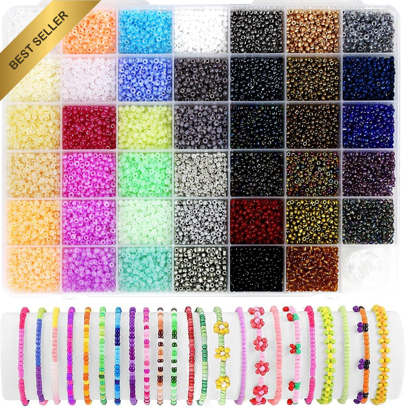 41 Colors Pony Beads,  3Mm Glass Seed Beads Bracelet Necklace Beads with String