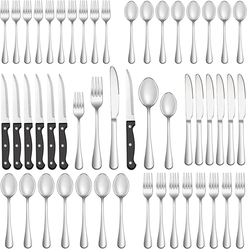 48 Pcs Silverware Set for 8 Stainless Steel Flatware Cutlery