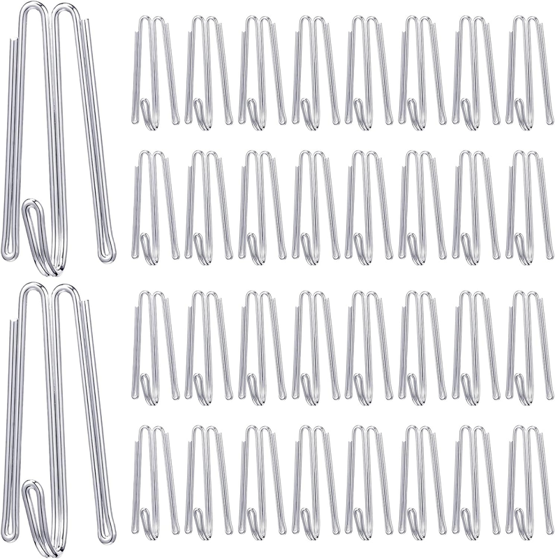 Blulu 60 Pcs Pinch Pleat Hooks Stainless Steel 4 Prongs Pleated Hooks