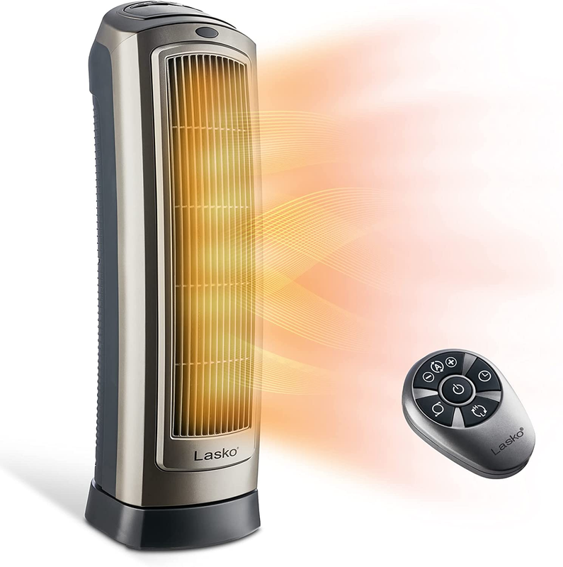 Lasko 755320 Ceramic Space Tower Heater, 8.5&Prime;L X 7.25&Prime;W X 23&Prime;H, Silver