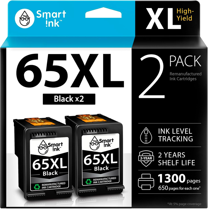 Ink Cartridges Replacement for HP 65 XL HP 65XL (2 Black Combo Pack) to use with