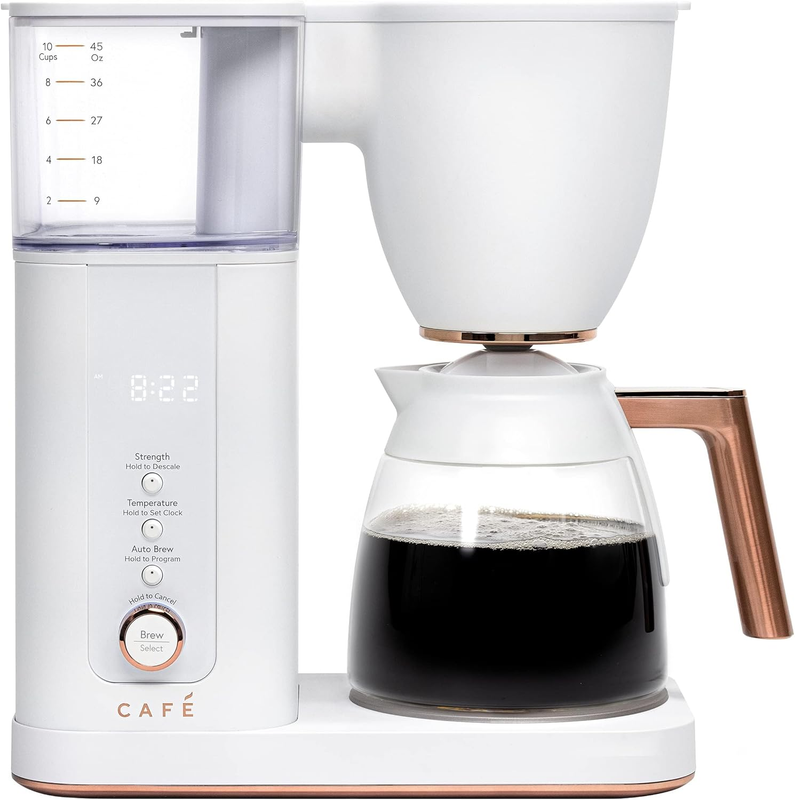 Specialty Drip Coffee Maker | 10-Cup Glass Carafe | Wifi Enabled Voice-To-Brew Technology | Smart Home Kitchen Essentials | SCA Certified, Barista-Quality Brew | Matte White