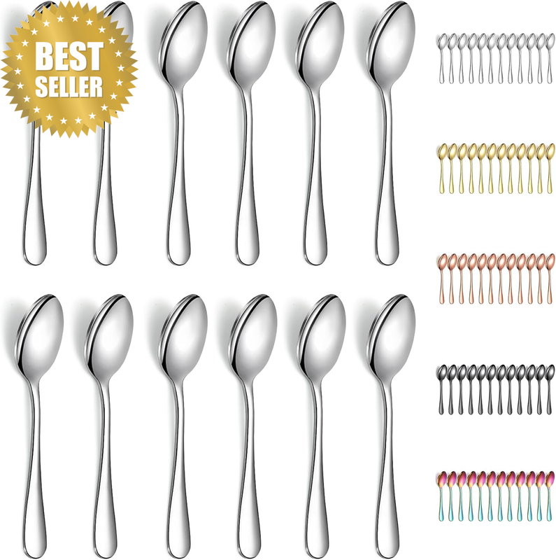 Teaspoons 12 Pieces, Stainless Steel 14Cm Tea Spoon, Cutlery for Tea, Coffee, Ca