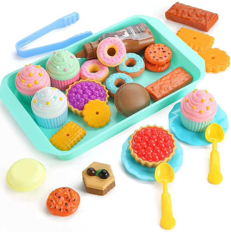 29PCS Pretend Play Food Sets for Kids Kitchen Toys Accessories