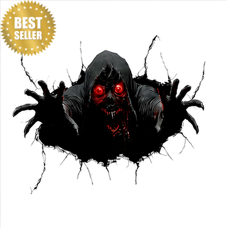 3D Hooded Monster Window Clings Static Glass Decal for Halloween Home Decor