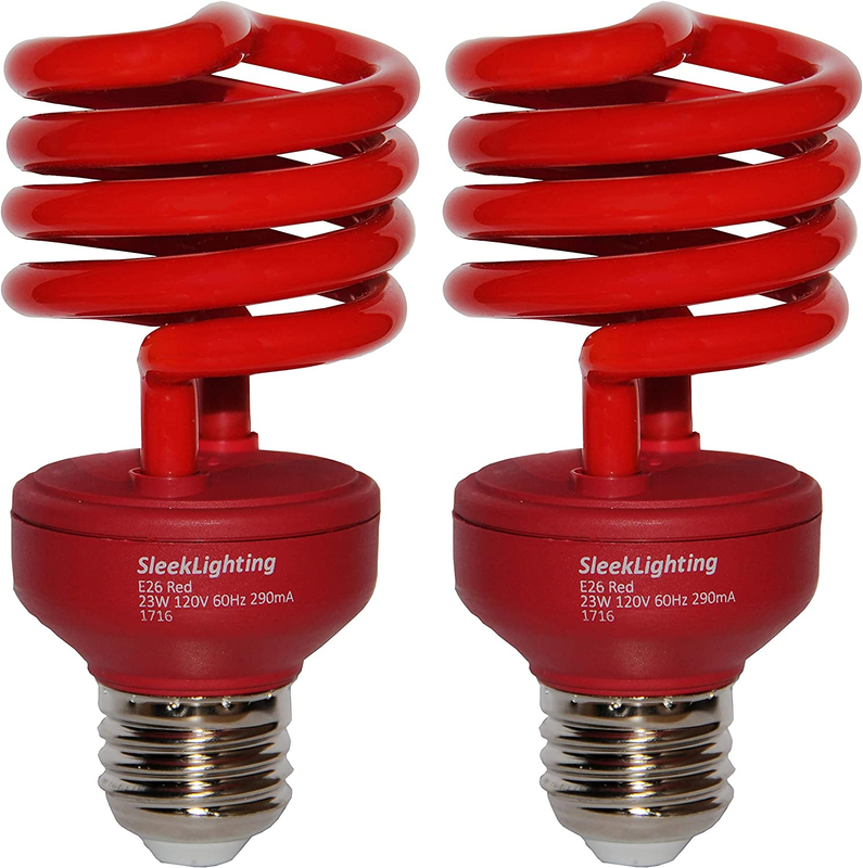 23 Watt T2 RED Light Spiral CFL Light Bulb, General Purpose - UL Approved- 120V,