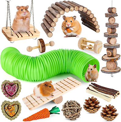 Hamster Toys Set, Guinea Pig Toys Small Animal Chewing Toy and Rat Cage Accessor