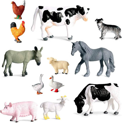 Farm Animals Toys, Mini Realistic Simulation Plastic Learning Educational Playse