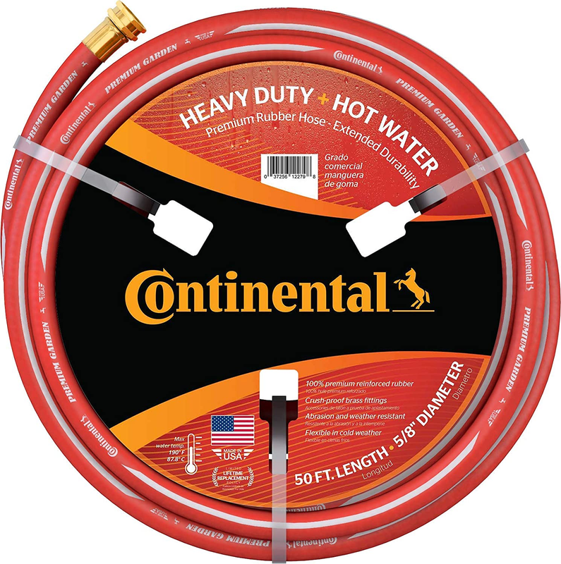 Red Heavy Duty Hot Water Garden Hose, 5/8" ID X 50' Length, MXF GHT