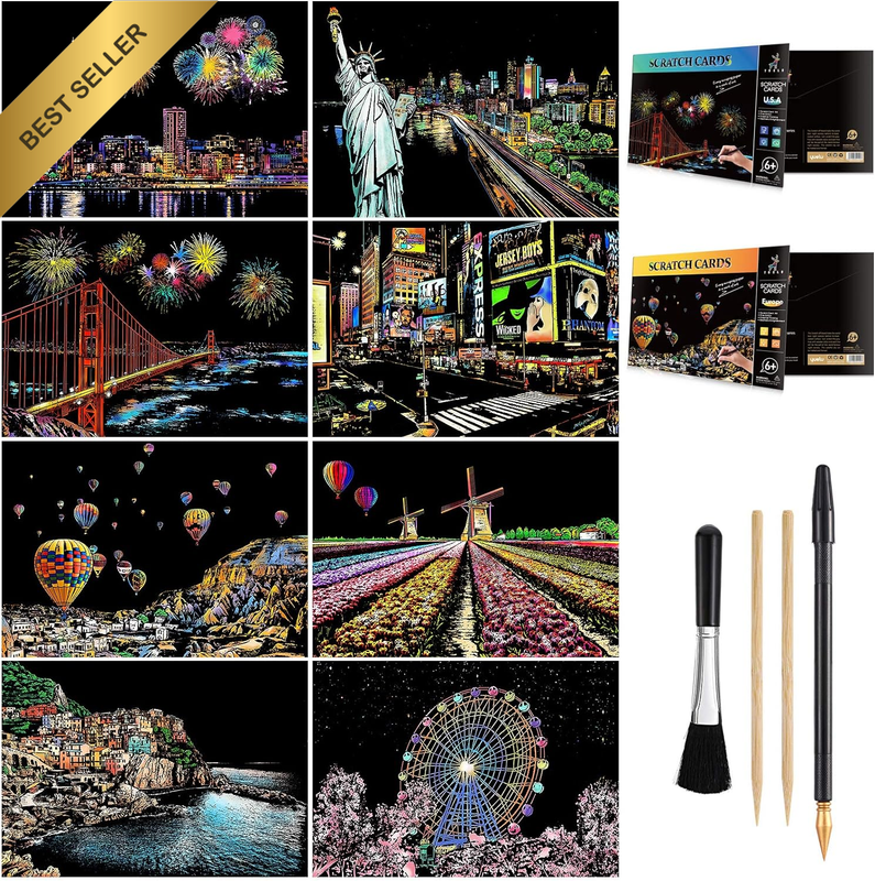 Scratch Art for Teens & Adults, Rainbow Engraving Painting