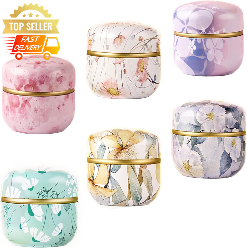 6 Pcs Airtight Tea Storage Tins 10oz - Food Storage for Coffee, Spices, Sugar